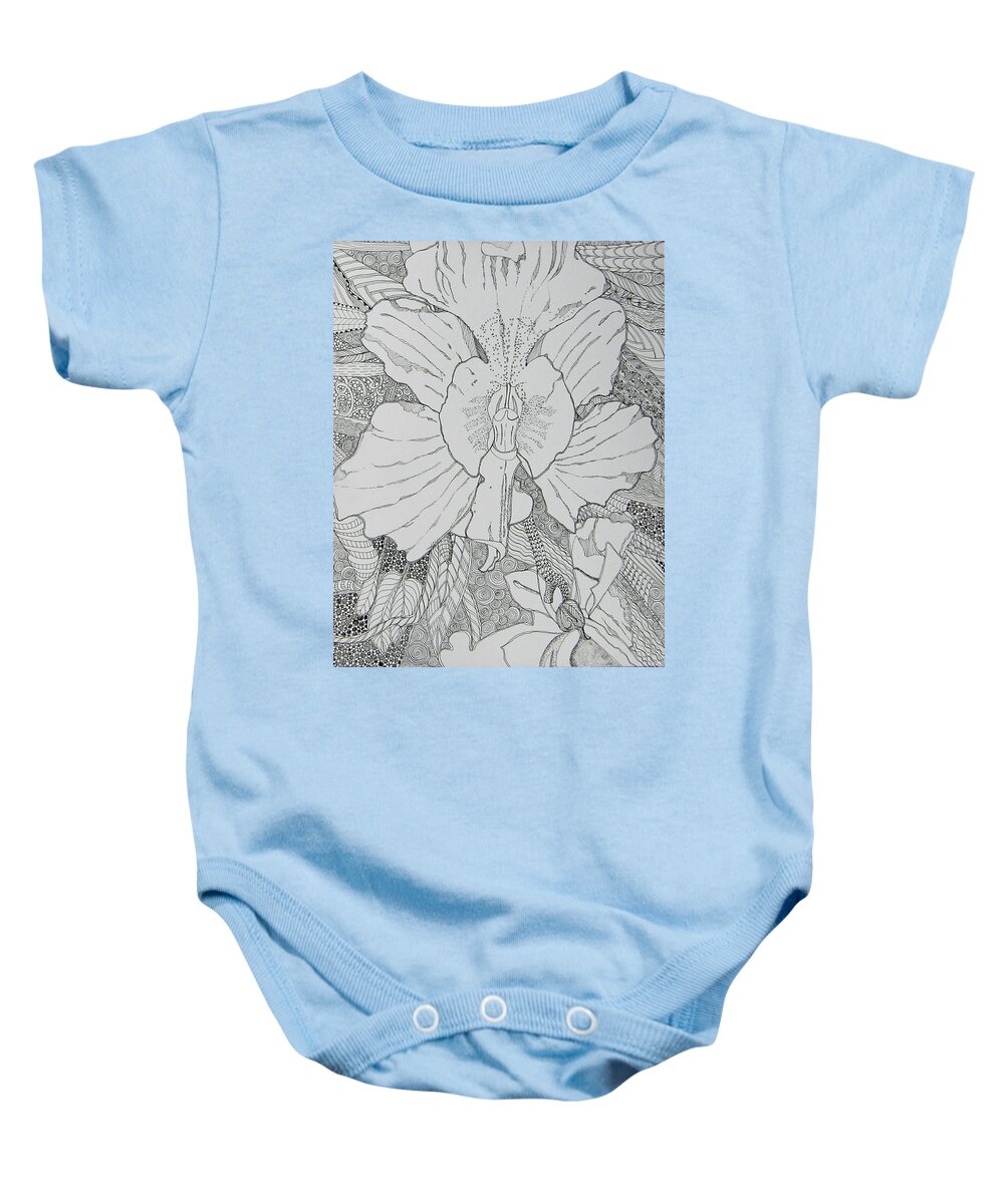 Orchid Baby Onesie featuring the drawing Orchid in Disguise by Terry Holliday
