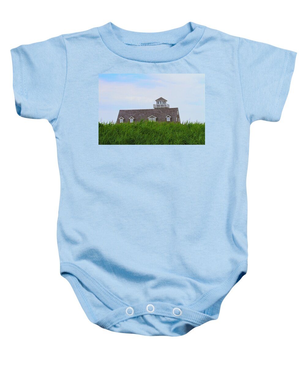 Oregon Inlet Lifesaving Station Baby Onesie featuring the photograph Oregon Inlet Lifesaving Station by Cathy Lindsey