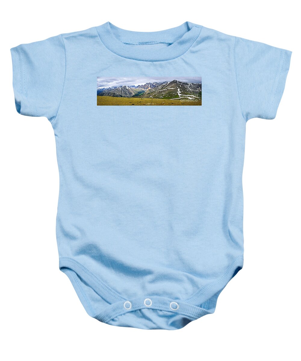 Mountains Baby Onesie featuring the photograph Panorama of Rocky Mountains in Jasper National Park by Elena Elisseeva