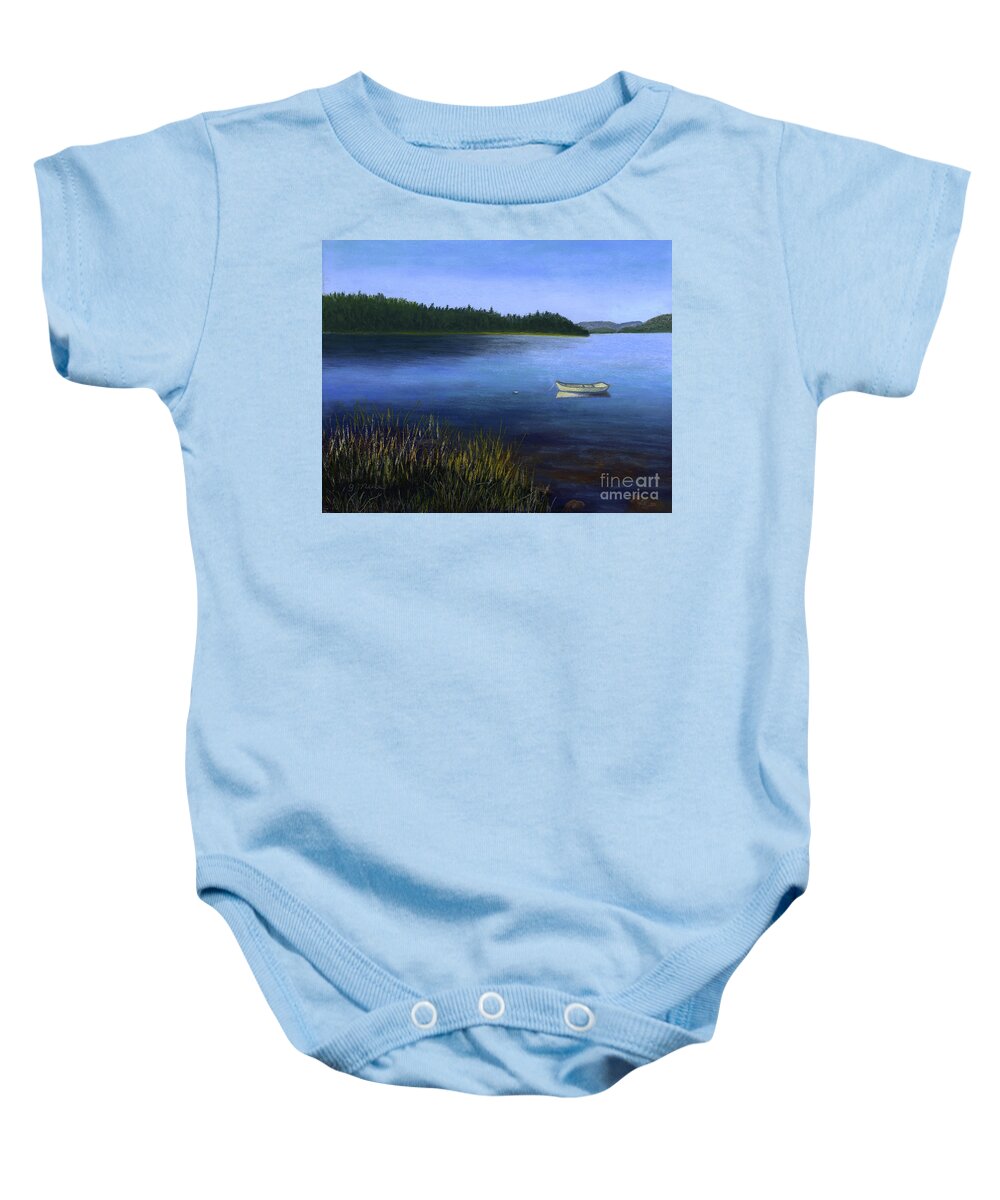 Bay Baby Onesie featuring the painting Peaceful Bay by Ginny Neece