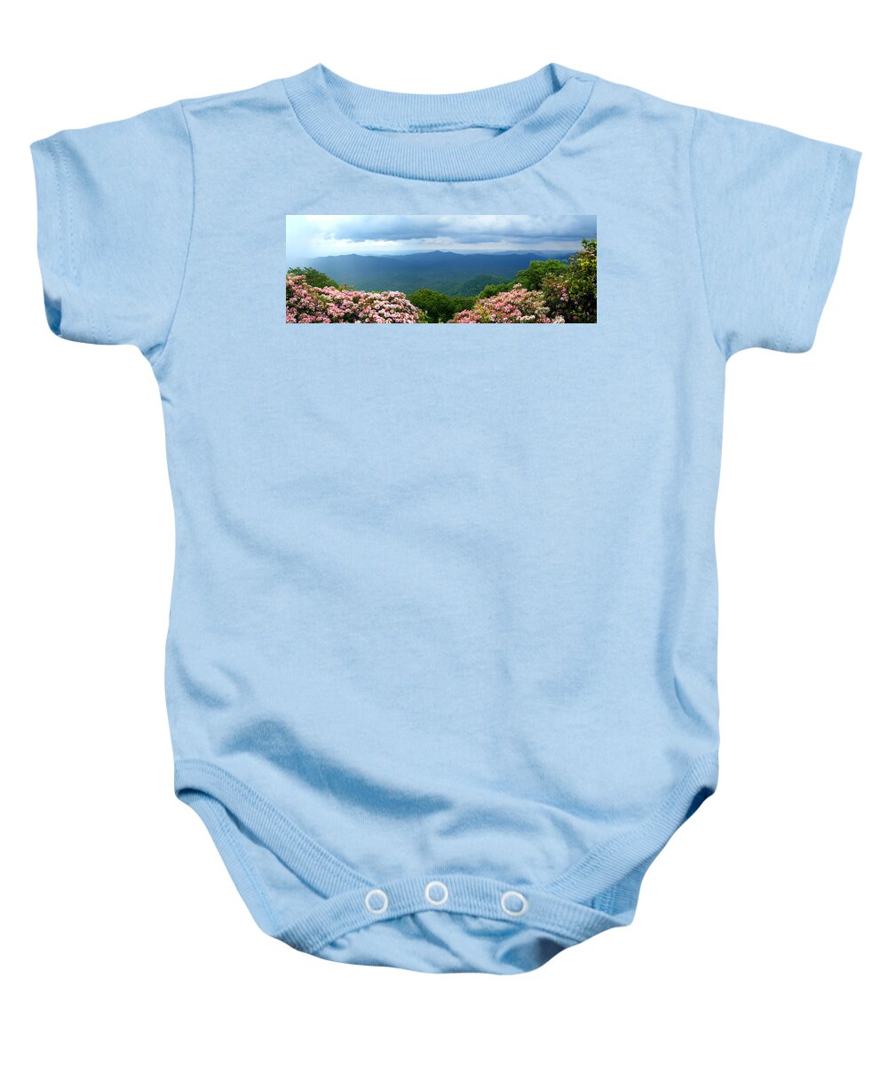 Pink Beds Baby Onesie featuring the photograph Pink Beds in the Summer by Duane McCullough