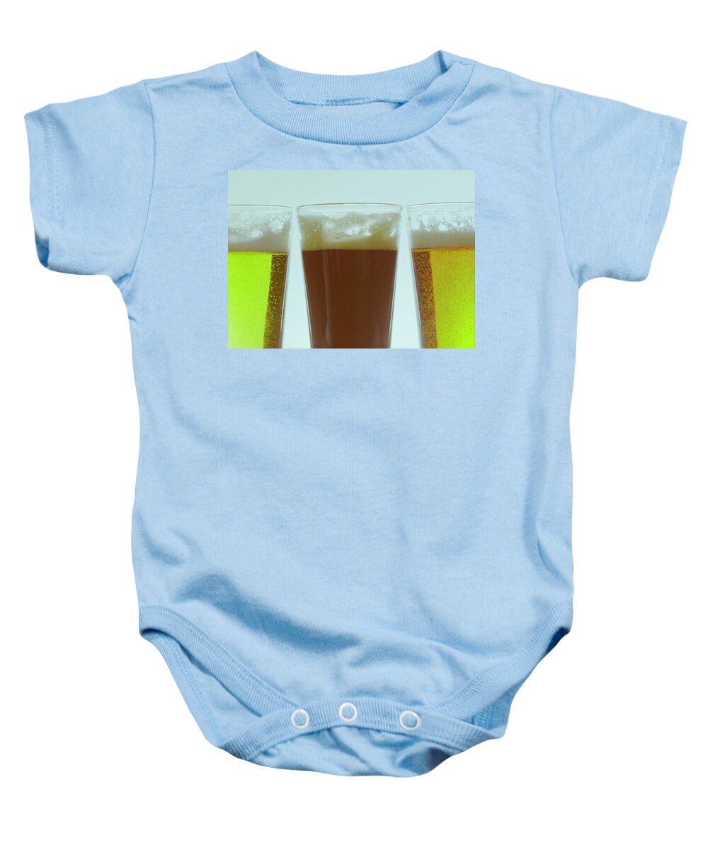 Food Baby Onesie featuring the photograph Pints Of Beer by Romulo Yanes