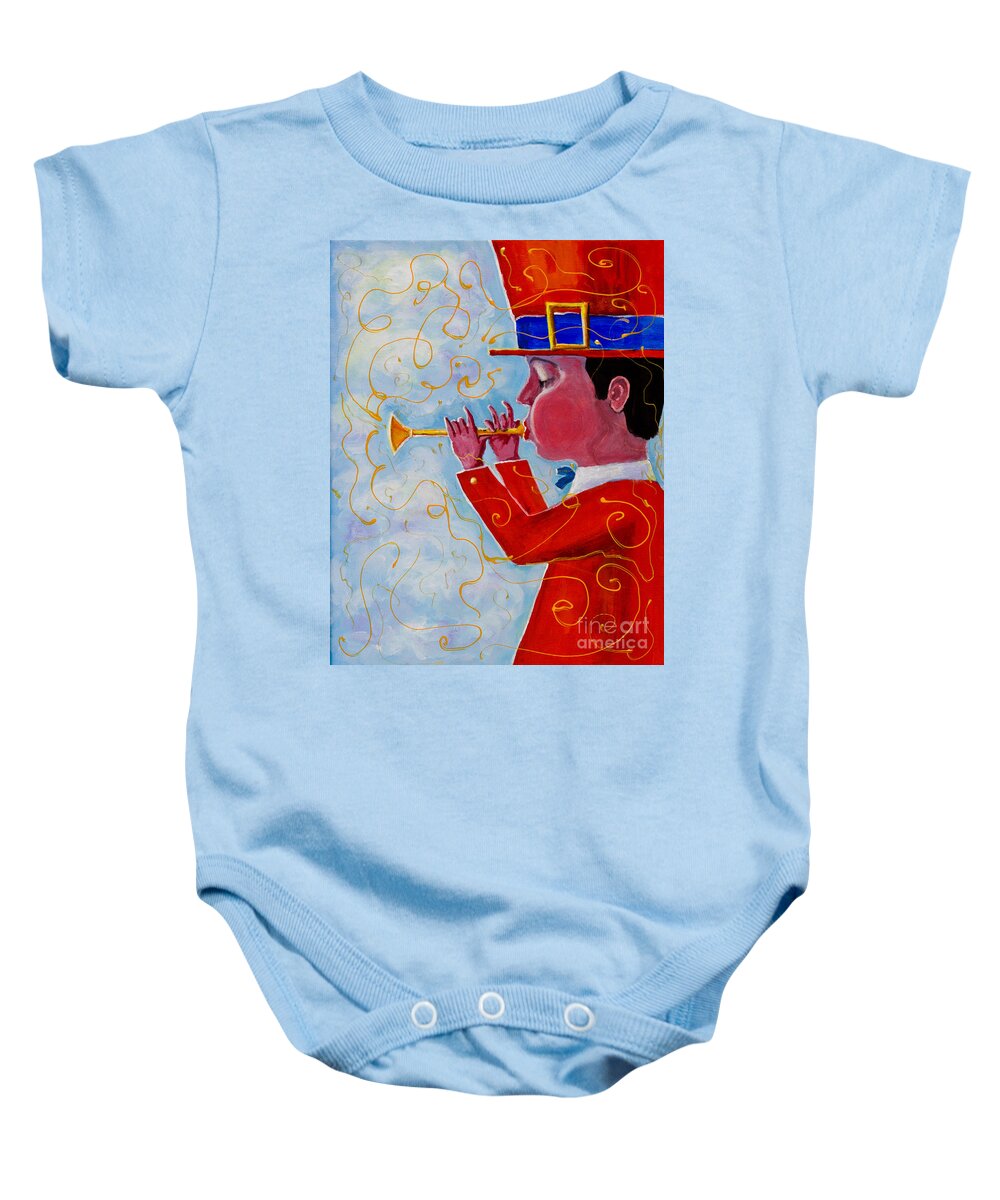 Acrylic On Canvas Baby Onesie featuring the painting Playing for the clouds by Maxim Komissarchik