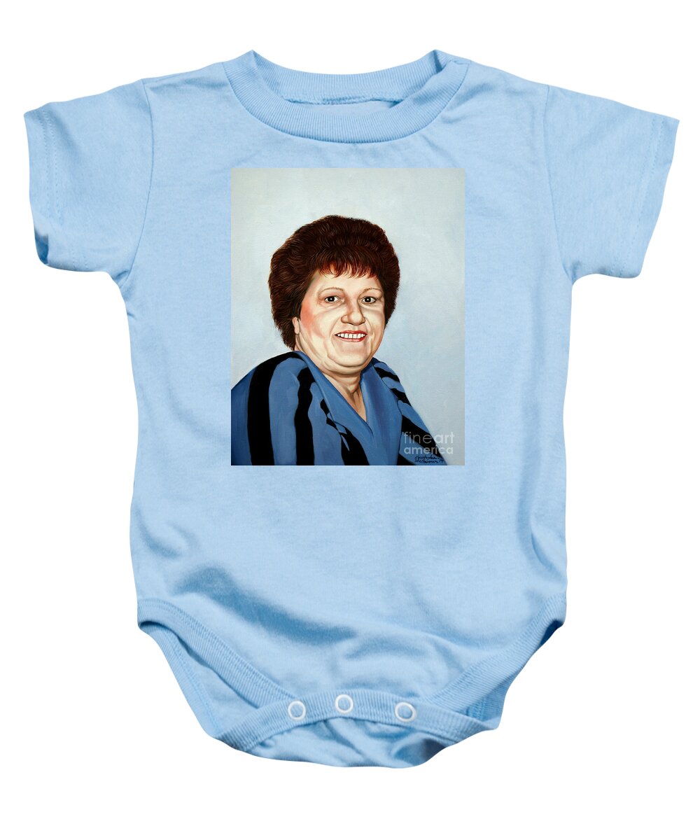 Portrait Baby Onesie featuring the painting Portrait of Essie Simon by Christopher Shellhammer