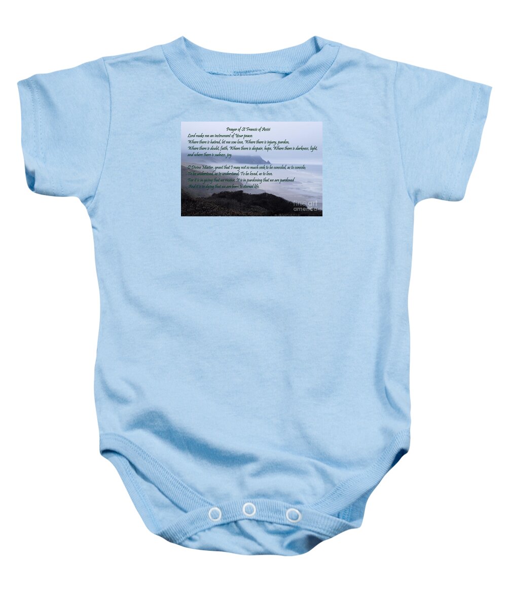 #catholcartgallery Baby Onesie featuring the photograph Prayer of St Francis of Assisi by Sharon Elliott