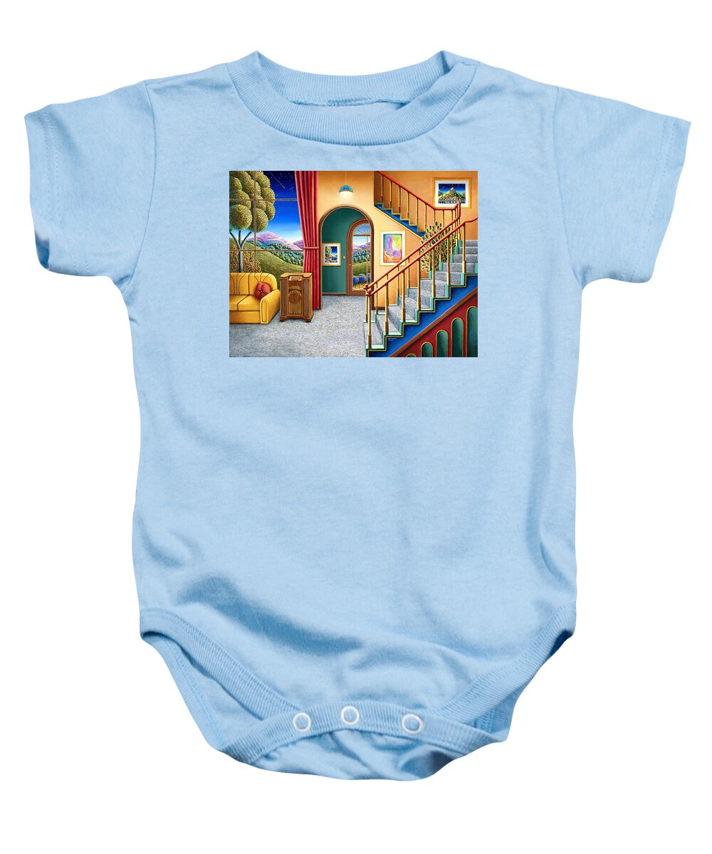 Painting Baby Onesie featuring the painting Radio Days 10 by MGL Meiklejohn Graphics Licensing