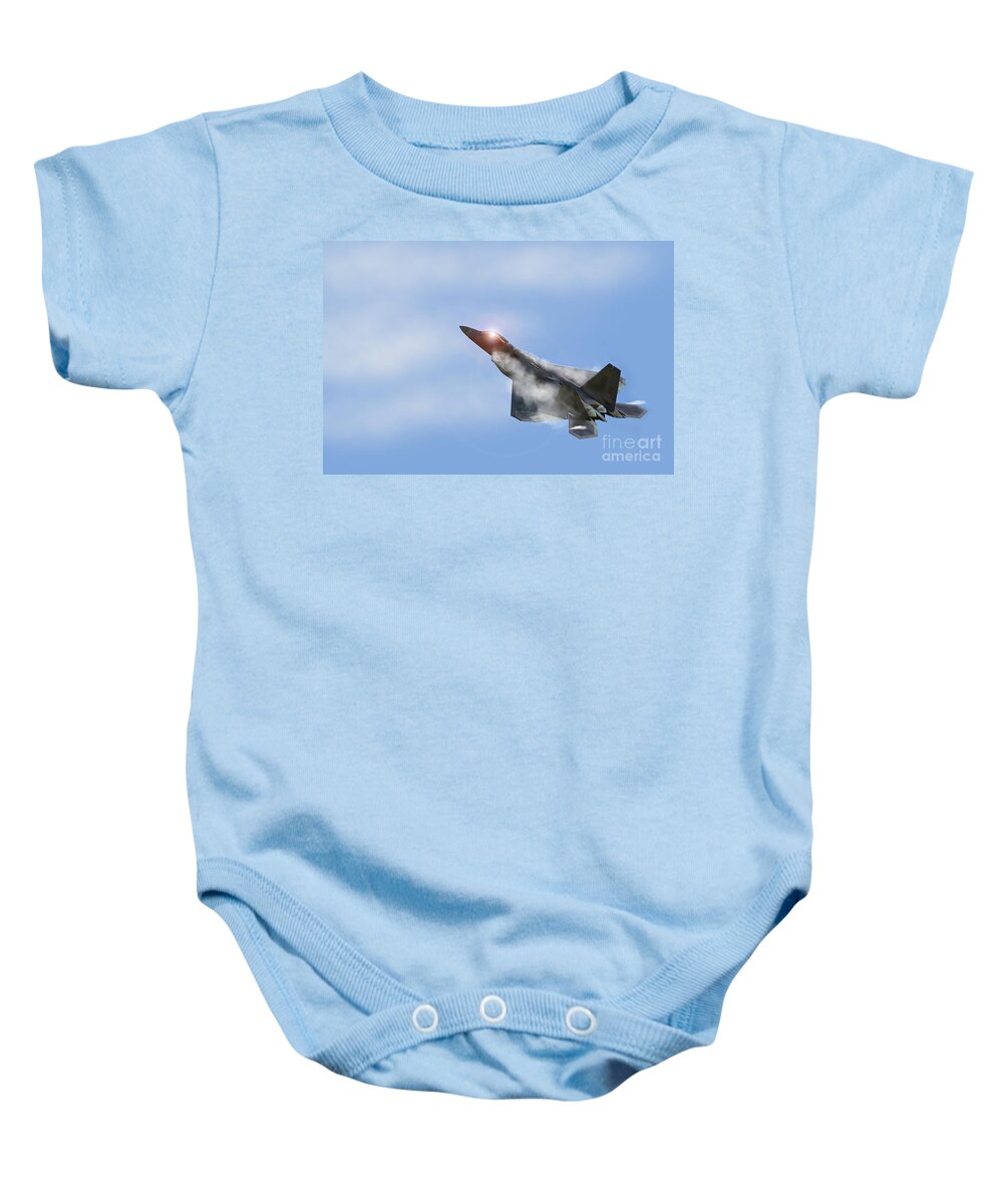 F22 Baby Onesie featuring the digital art Raptor Vapour by Airpower Art