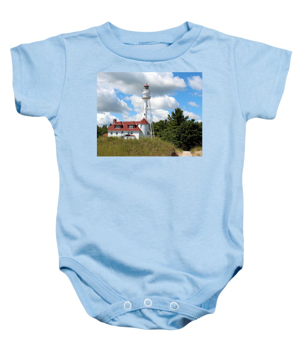 Light Baby Onesie featuring the photograph Rawley Point Lighthouse 2 by George Jones