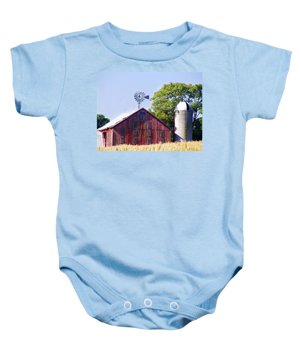 Red Baby Onesie featuring the photograph Red Barn in Gettysburg by Bill Cannon
