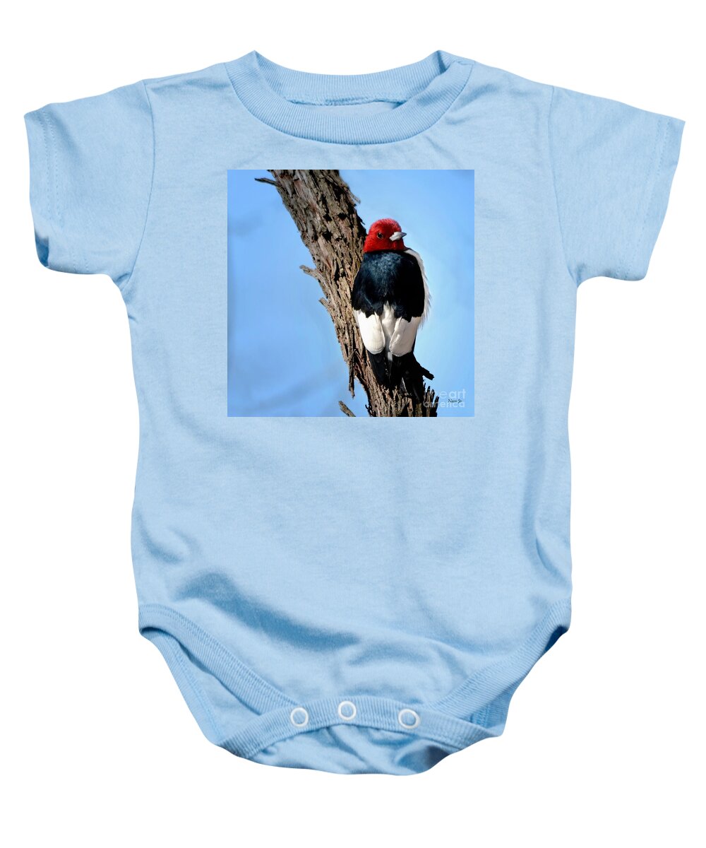 Nature Baby Onesie featuring the photograph Red-headed Woodpecker by Nava Thompson