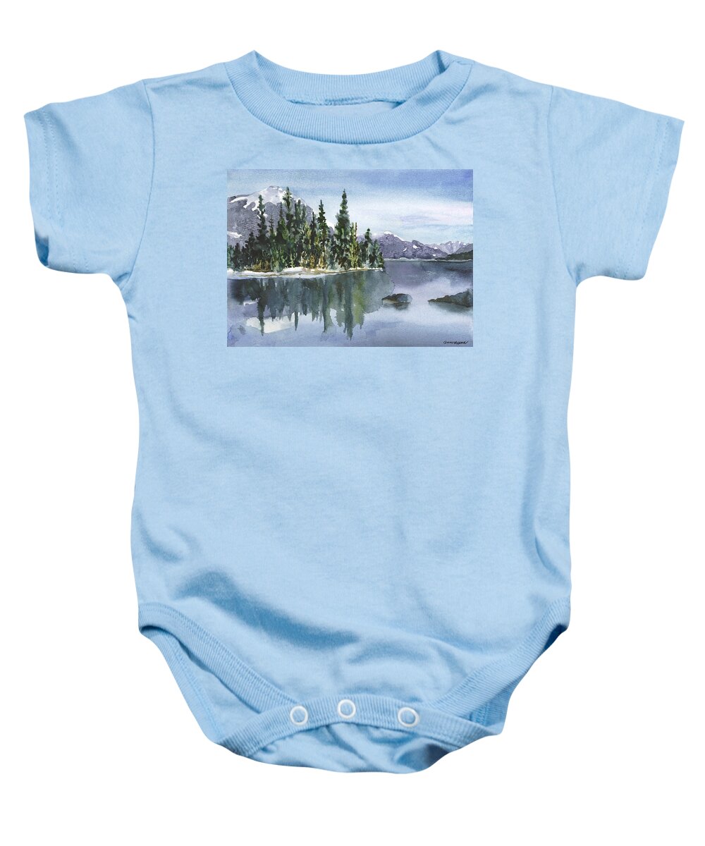 Lake Painting Baby Onesie featuring the painting Reflections by Anne Gifford