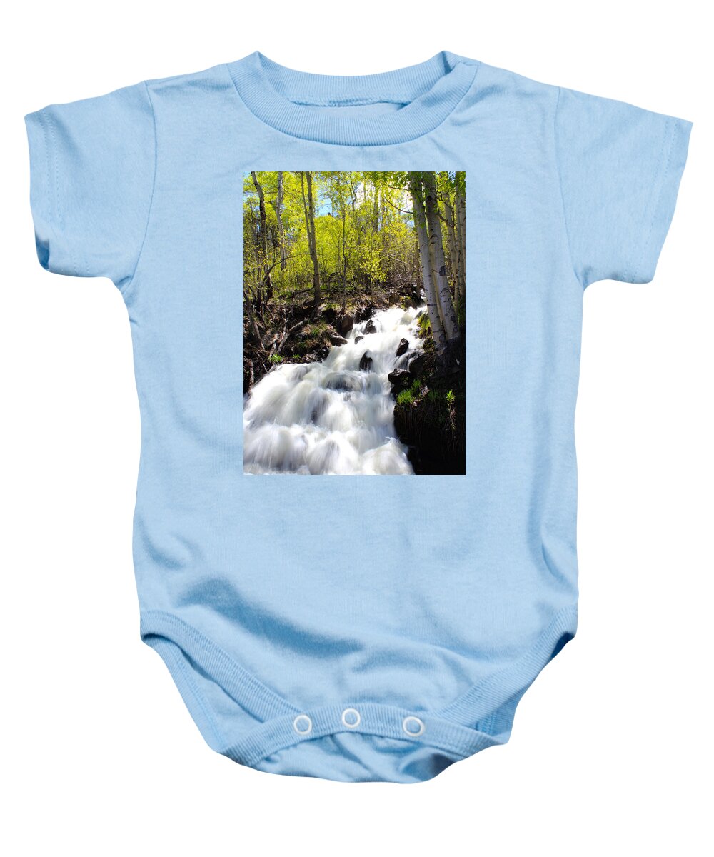 Waterfall Baby Onesie featuring the photograph Rushing Water by Shane Bechler