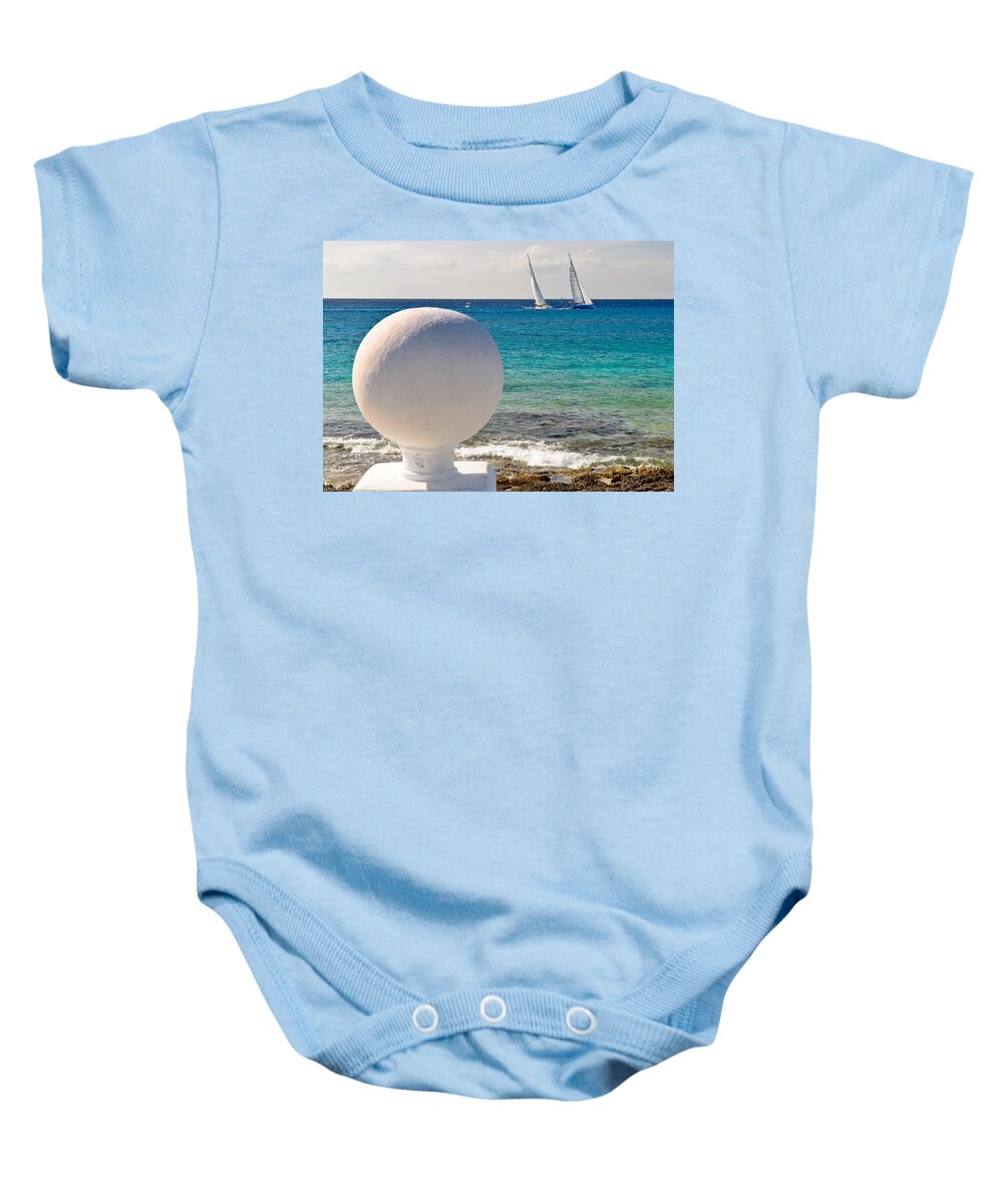 Cozumel Baby Onesie featuring the photograph Sailboats Racing in Cozumel by Mitchell R Grosky