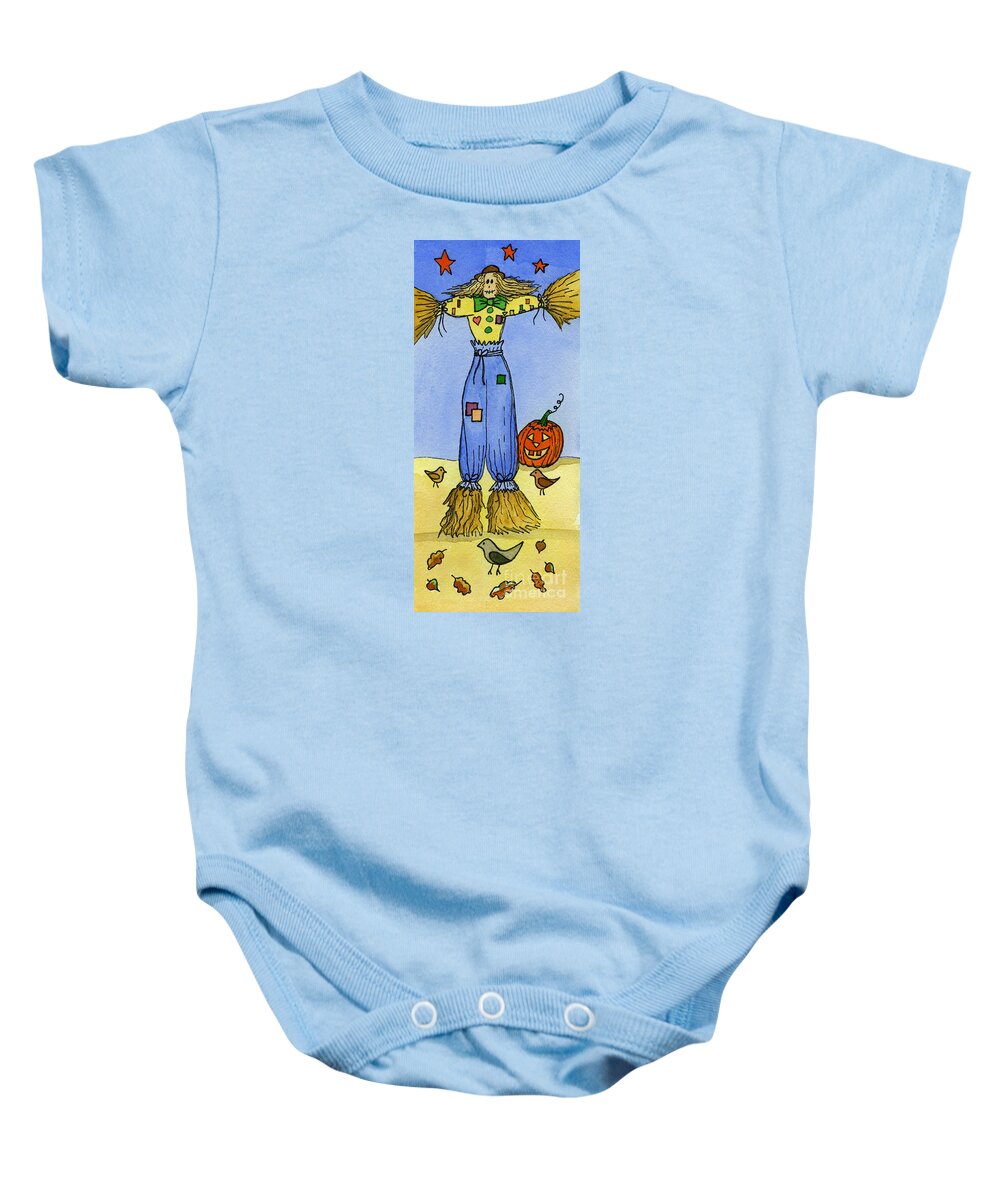 Scarecrow Baby Onesie featuring the painting Scarecrow by Norma Appleton
