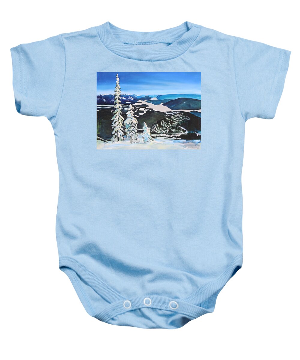 Skiing Baby Onesie featuring the painting Schweitzer View by Whitney Palmer