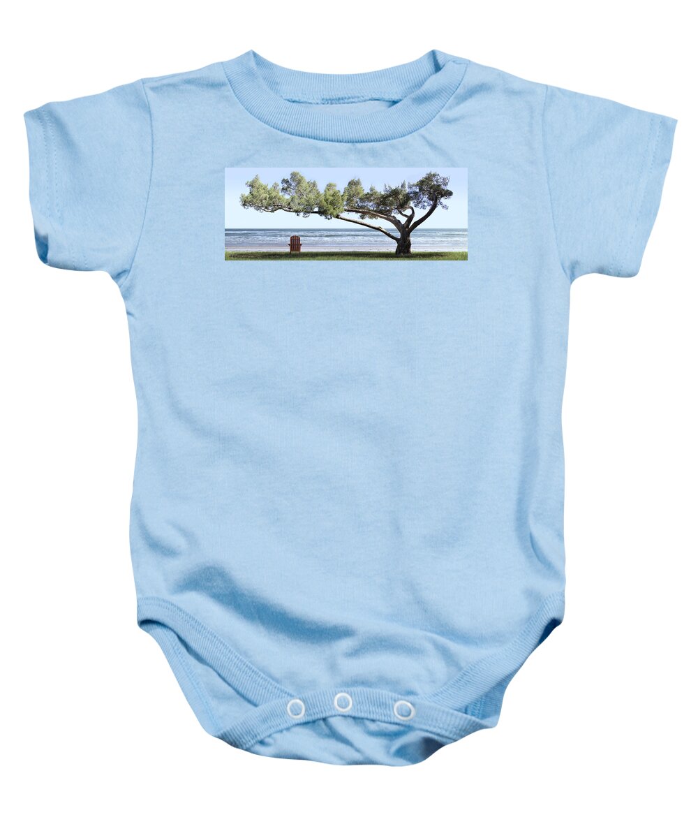 Shade Tree Baby Onesie featuring the photograph Shade Tree Panoramic by Mike McGlothlen