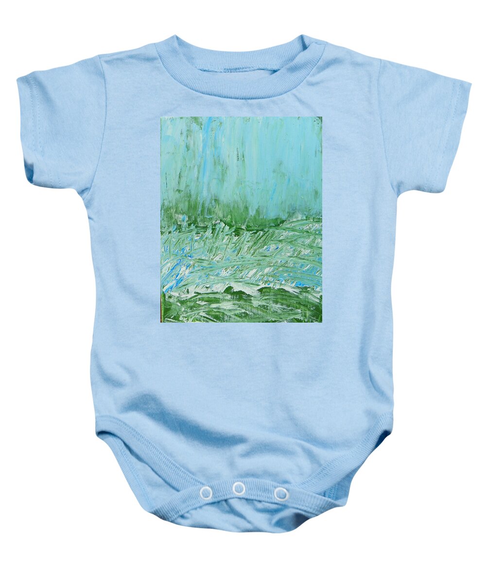 Abstract Baby Onesie featuring the painting Sky in Wild Grasses by Lenore Senior