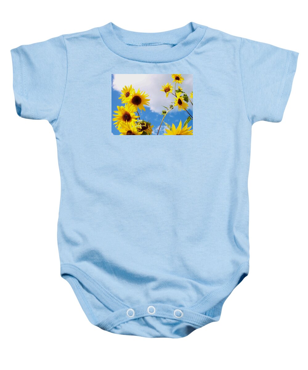 Sunflowers Baby Onesie featuring the photograph Smile Down on Me by Mary Wolf