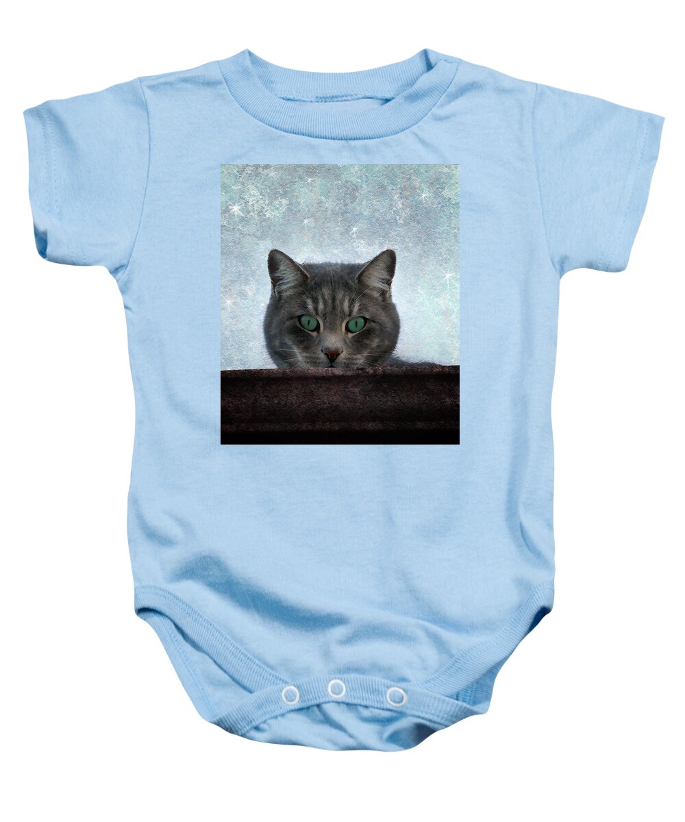 Cat Baby Onesie featuring the photograph Someone's Watching You by Ellen Heaverlo