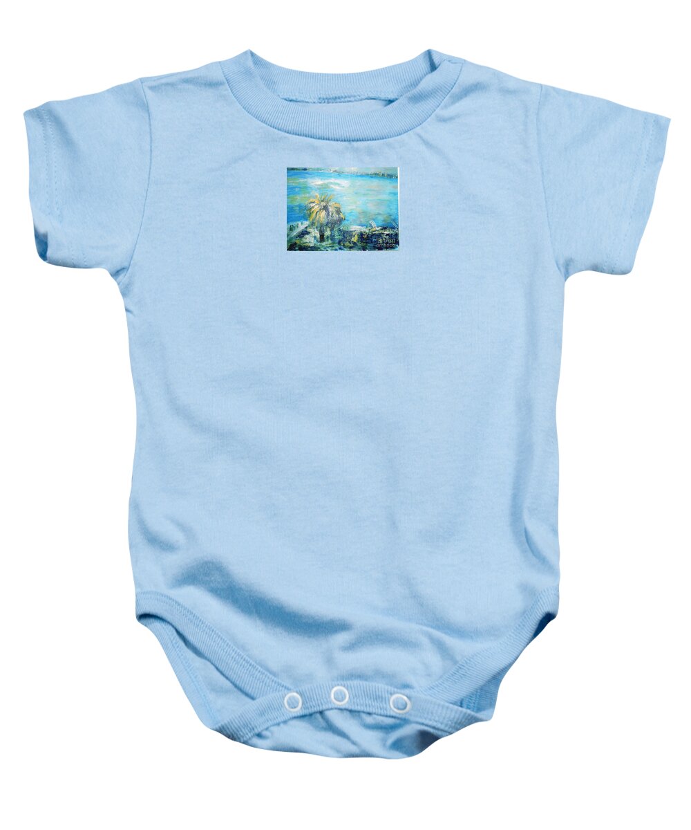 Seascape Baby Onesie featuring the painting South of France  Juan les Pins by Fereshteh Stoecklein