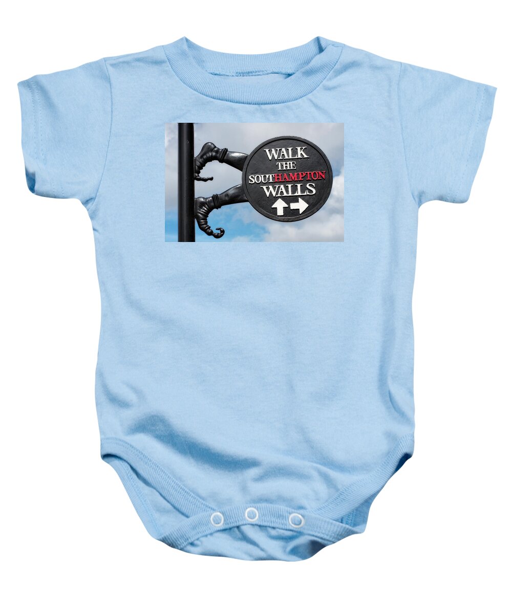 Sign Baby Onesie featuring the photograph Southampton by Shirley Mitchell