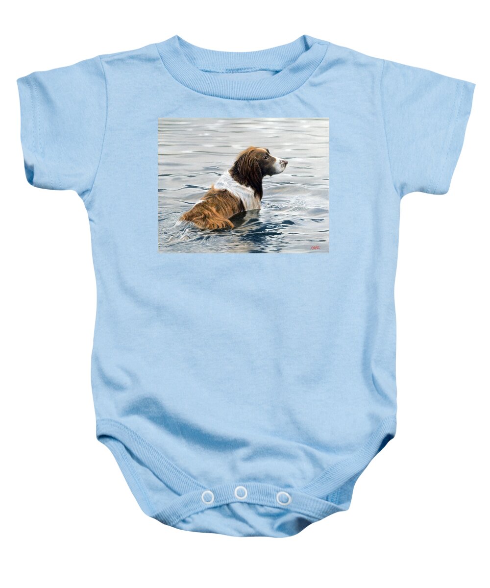 Dog Paintings Baby Onesie featuring the painting Spring cleaning by John Silver