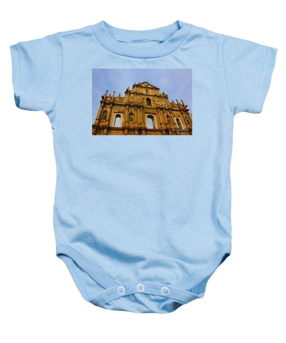 Saint Baby Onesie featuring the photograph St. Paul Church in Macao by Amanda Mohler