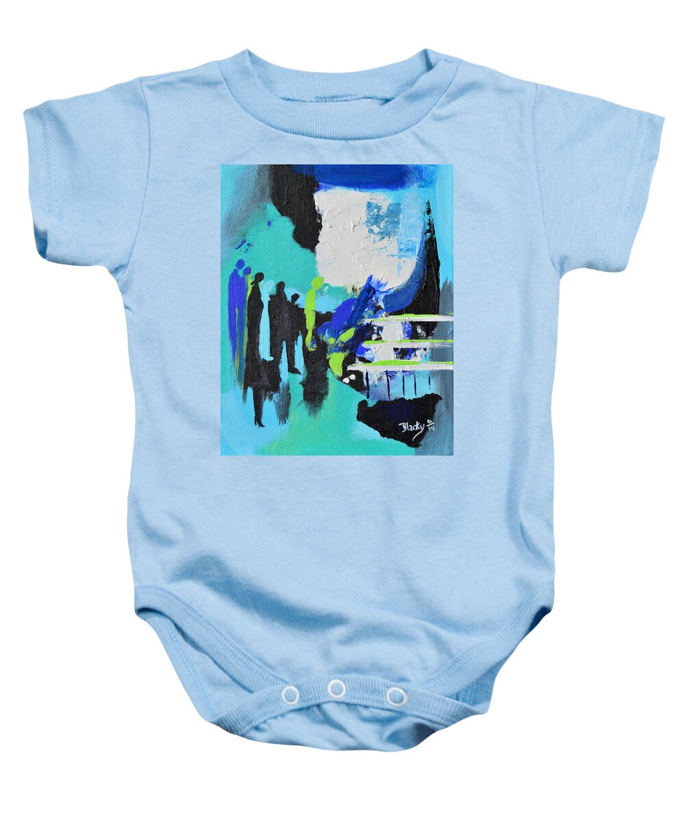 Modern Baby Onesie featuring the painting Strangers Among Us by Donna Blackhall