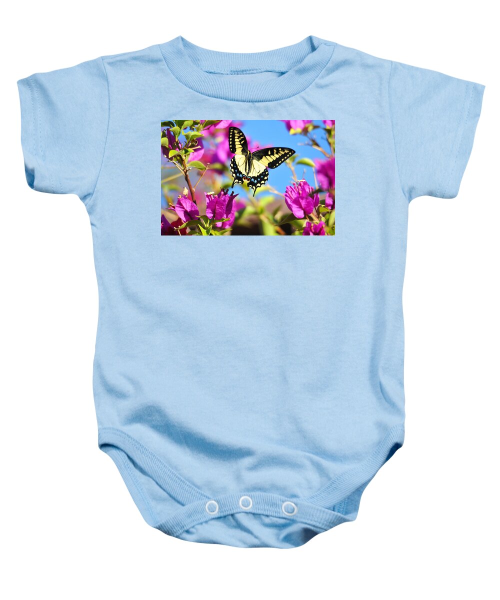 Flowers Baby Onesie featuring the photograph Swallowtail in Flight by Lynn Bauer