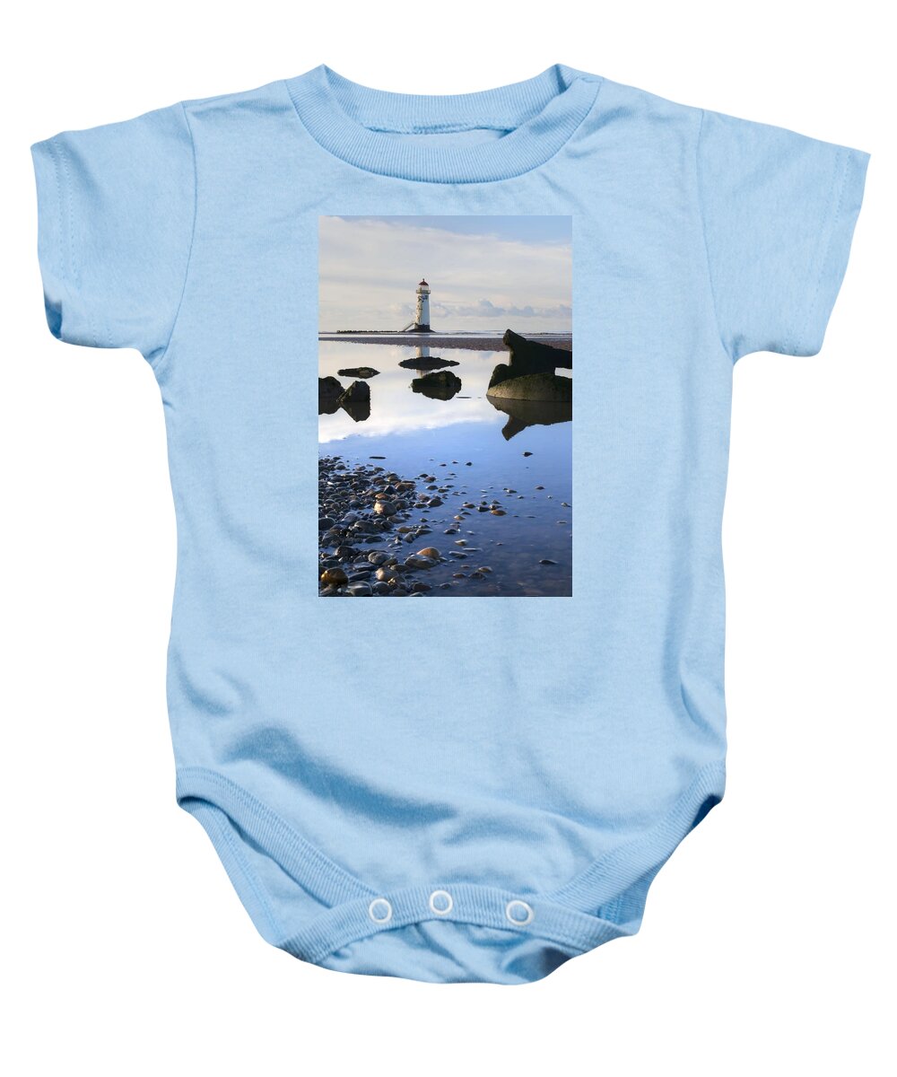 Talacer Baby Onesie featuring the photograph Talacer abandoned lighthouse by Spikey Mouse Photography