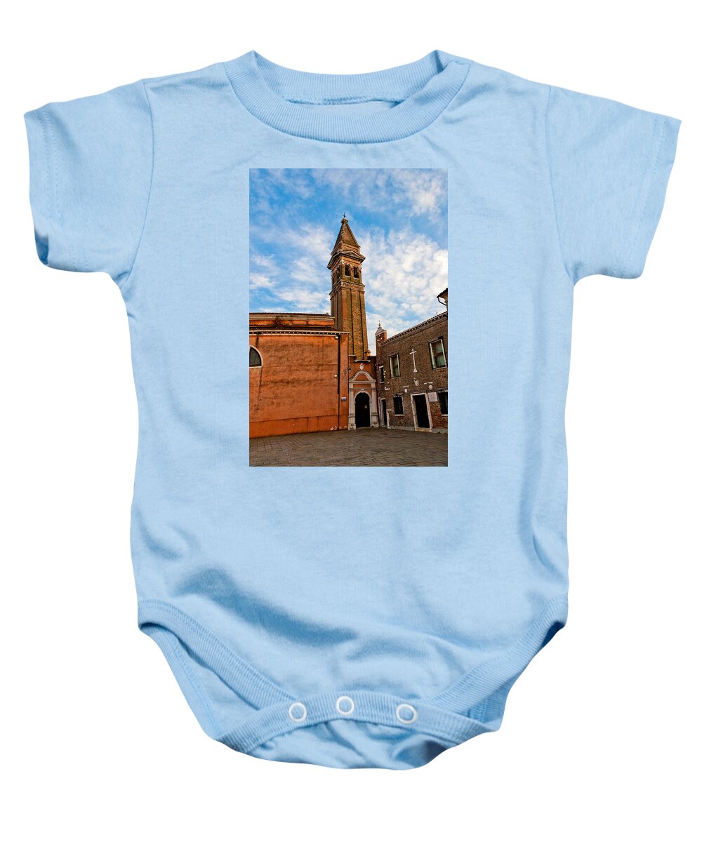 Burano Baby Onesie featuring the photograph The Church of Saint Martin by Peter Tellone