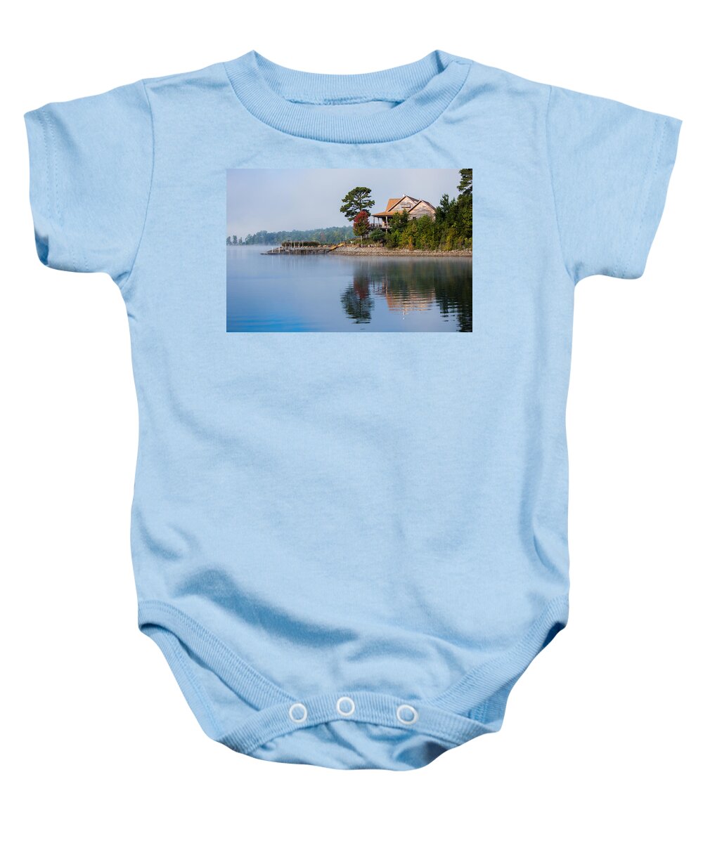 Fog Landscape Baby Onesie featuring the photograph The First Signs of Autumn by Parker Cunningham