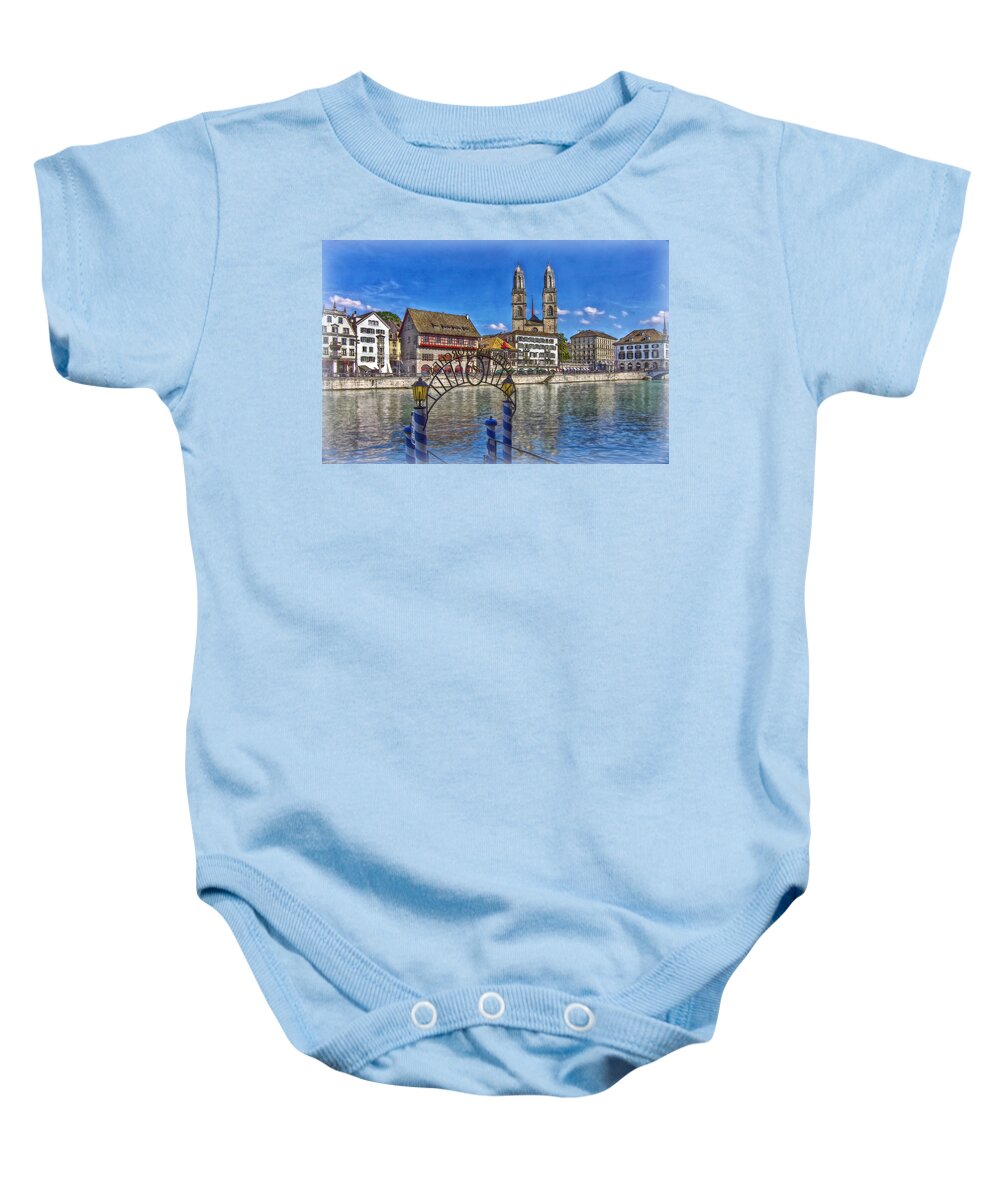 Switzerland Baby Onesie featuring the photograph The Limmat City by Hanny Heim