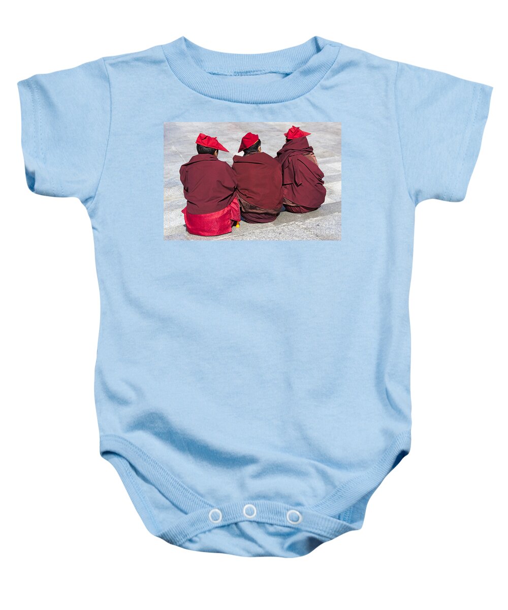 Monk Baby Onesie featuring the photograph Three Monks by Hitendra SINKAR