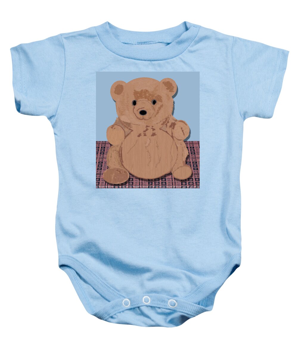 Teddy Bear Baby Onesie featuring the drawing Wes T Bear by Pharris Art