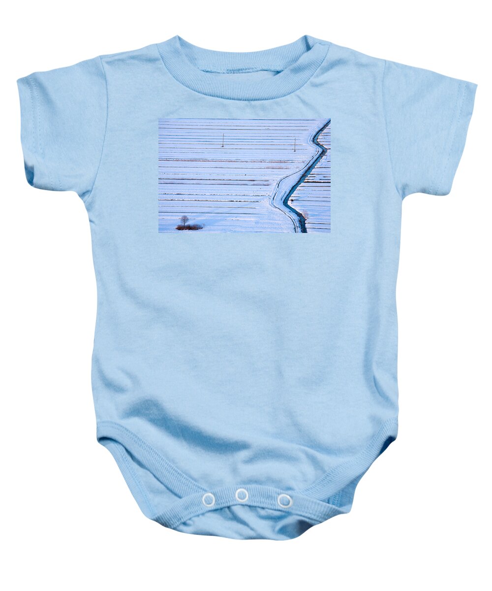 Winter Baby Onesie featuring the photograph Winter across the Barje by Ian Middleton