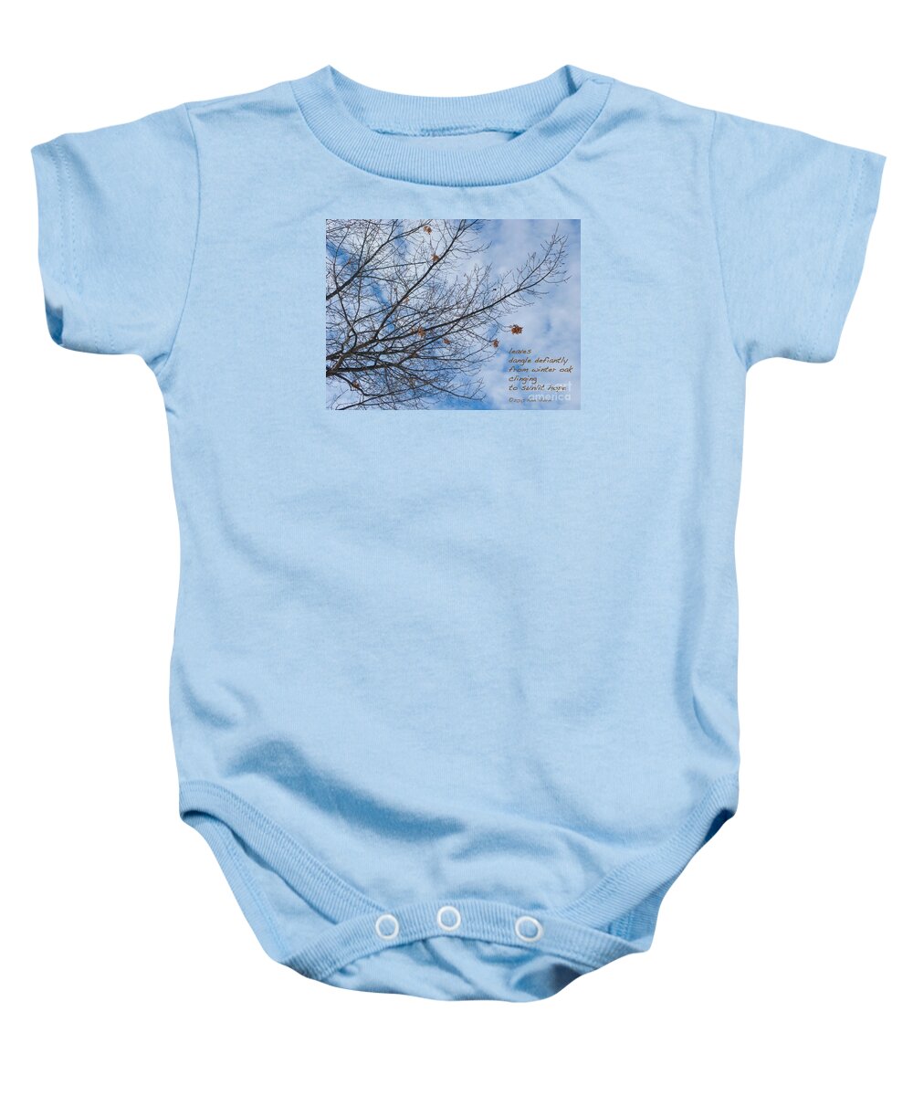 Oak Baby Onesie featuring the photograph Winter Hope by Ann Horn