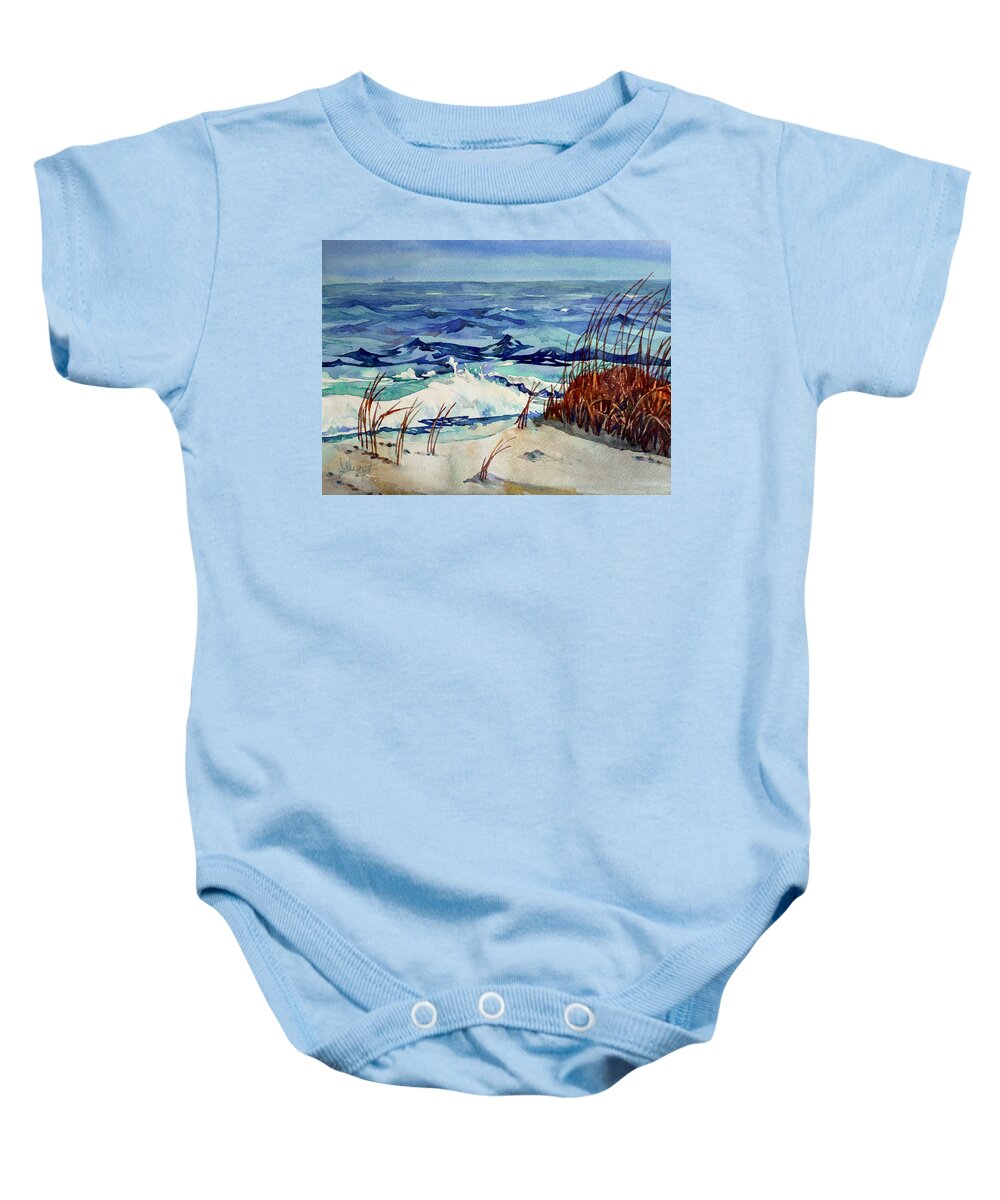 Water Baby Onesie featuring the painting Winter Waves by Mick Williams