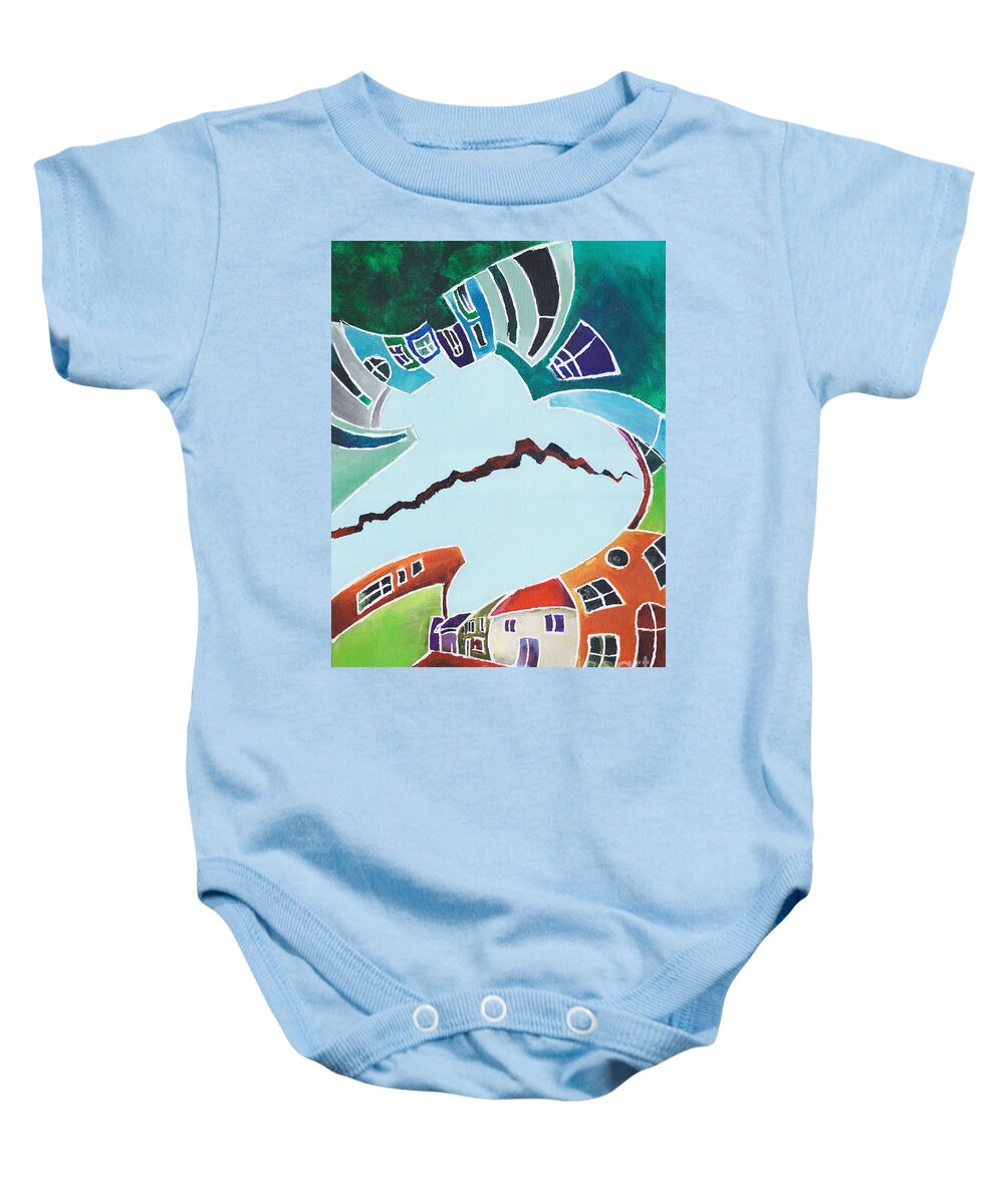 Canvas Prints Baby Onesie featuring the painting Your reality or mine. Realities VIS-A-VIS or When a Rupture Matters by Elisabeta Hermann