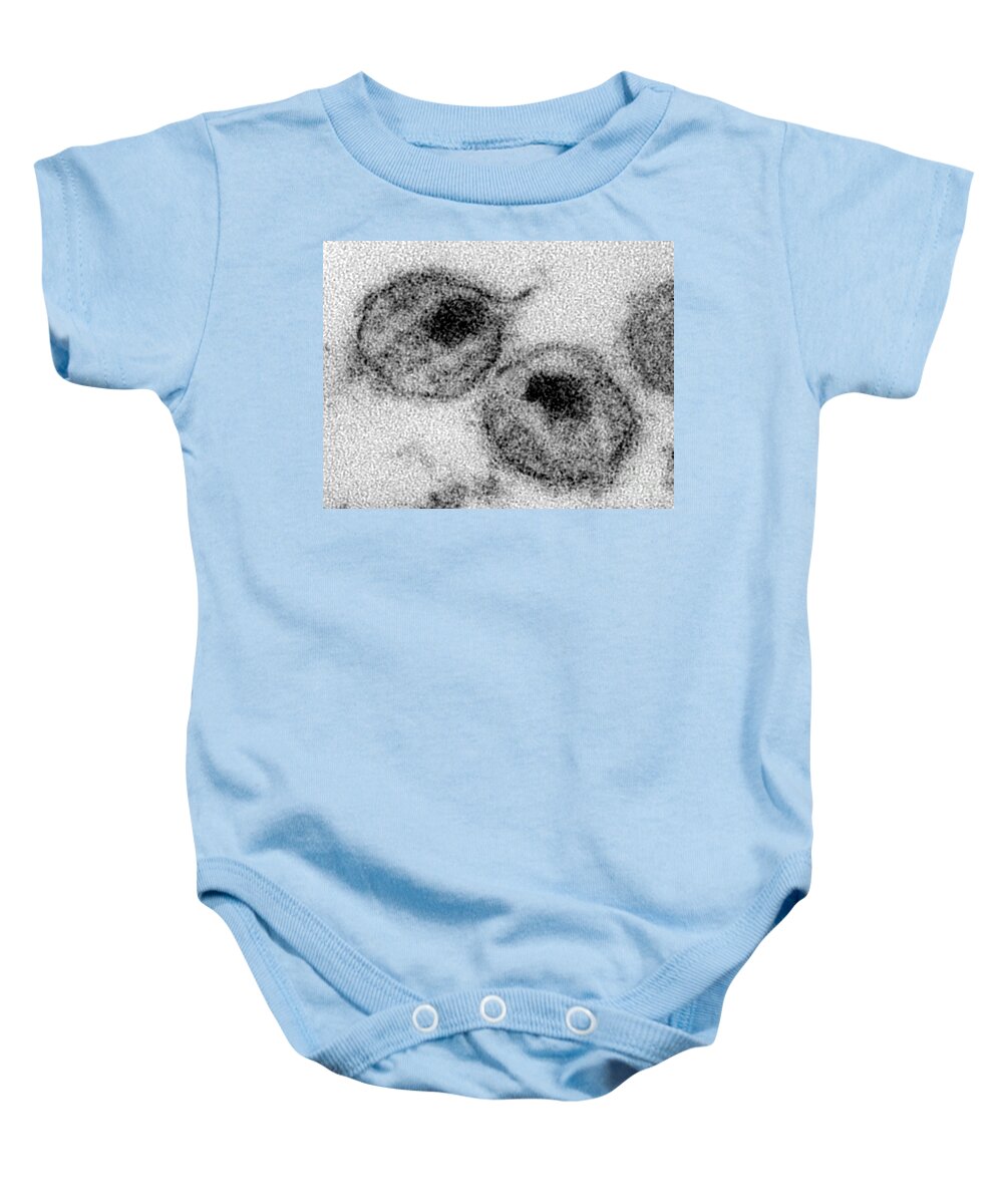 Transmission Electron Micrograph Baby Onesie featuring the photograph Hiv #5 by Science Source