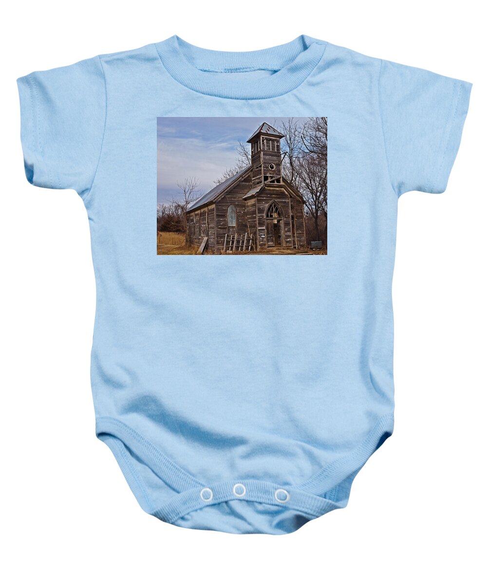 Church Baby Onesie featuring the photograph Abandoned Church by Ed Peterson