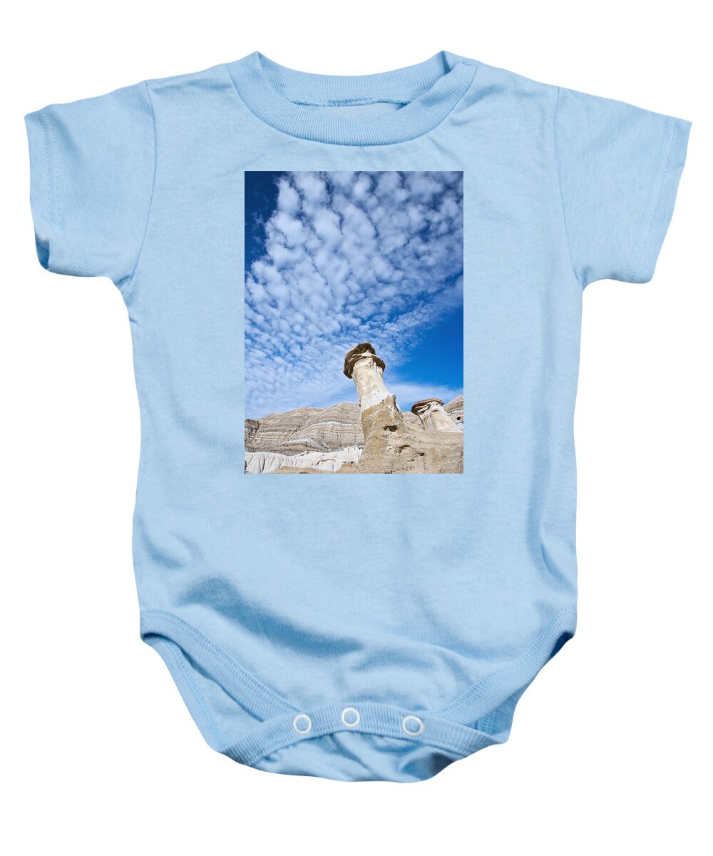 Hoodoos Baby Onesie featuring the photograph Angled Hoodoo And Clouds by David Kleinsasser