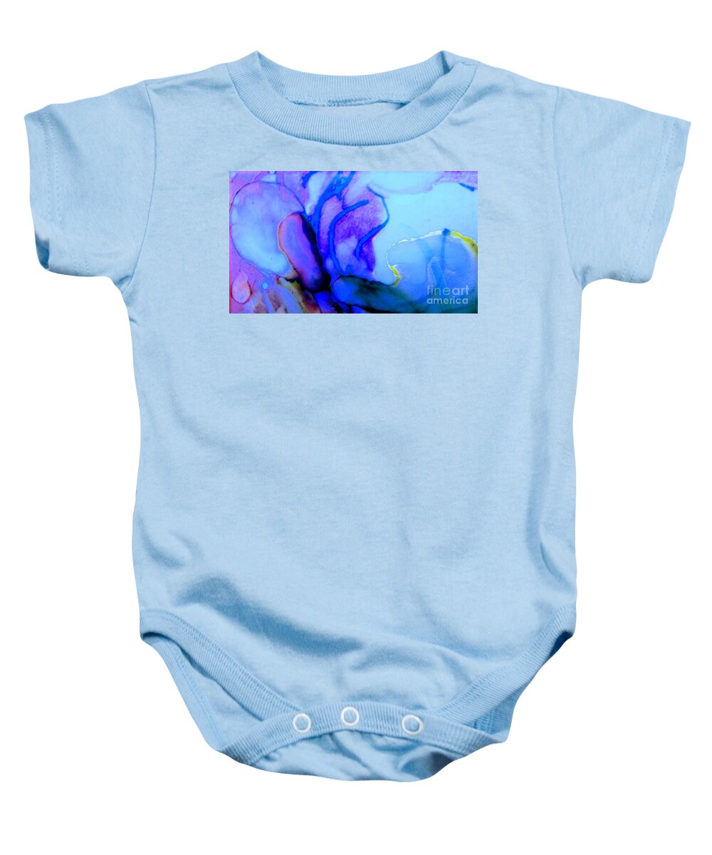 Abstract Baby Onesie featuring the mixed media Biology Of Blue by Rory Siegel