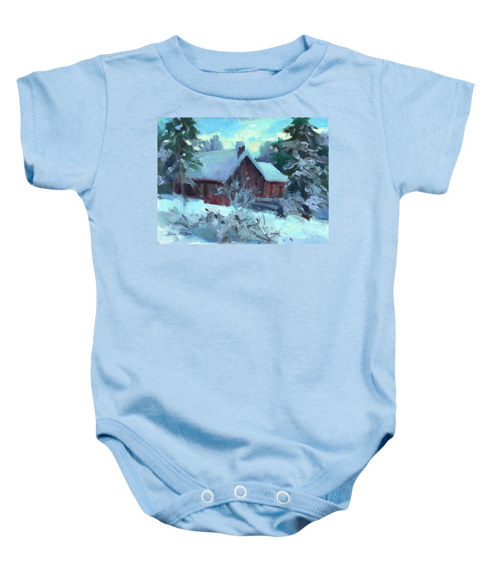 Cle Elum Baby Onesie featuring the painting Cle Elum Cabin by Diane McClary