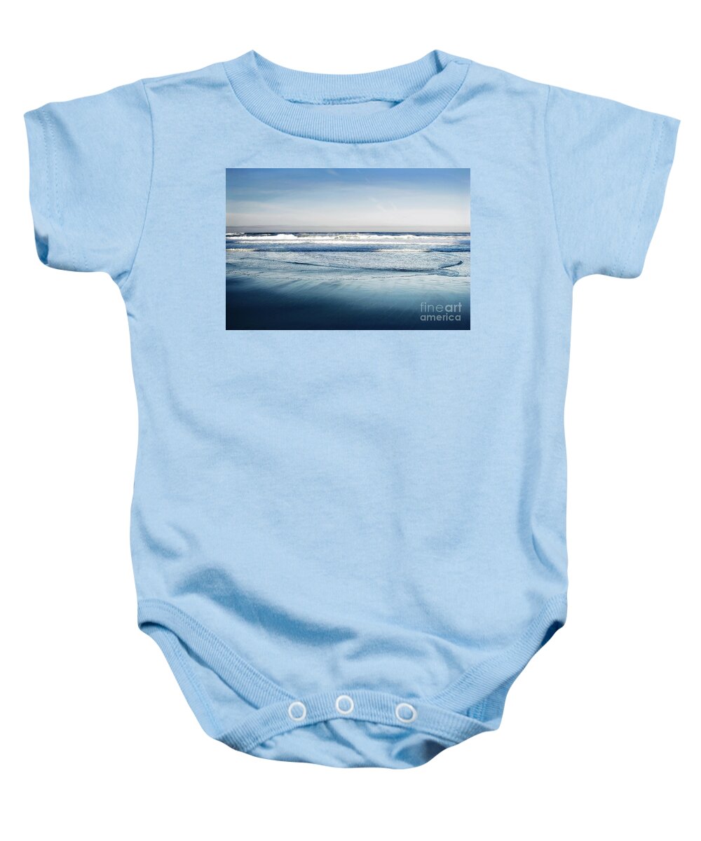 Carmel Baby Onesie featuring the photograph Crystal Blue Morning by Ellen Cotton
