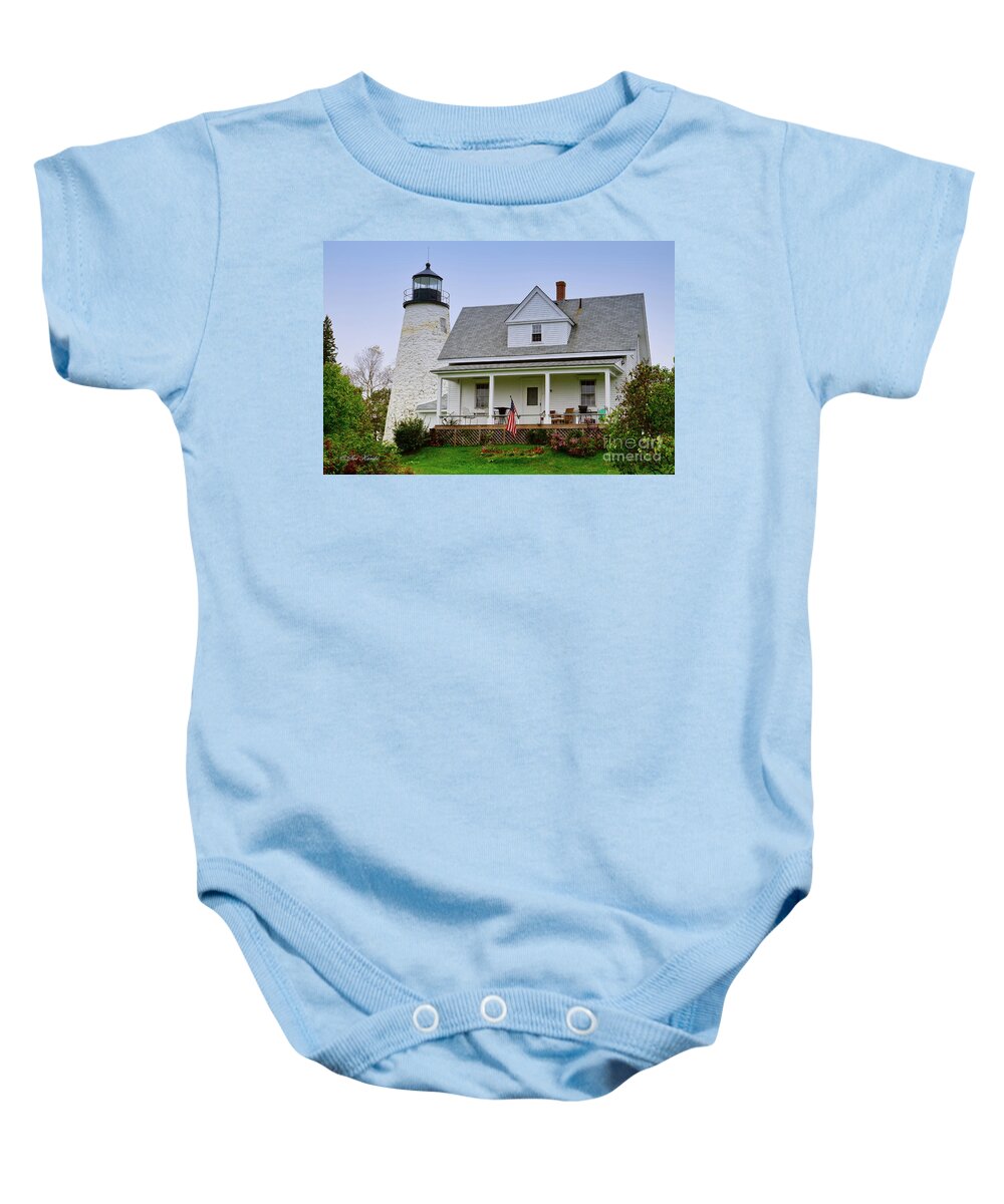 Castine Baby Onesie featuring the photograph Dyce Head Lighthouse by Sue Karski