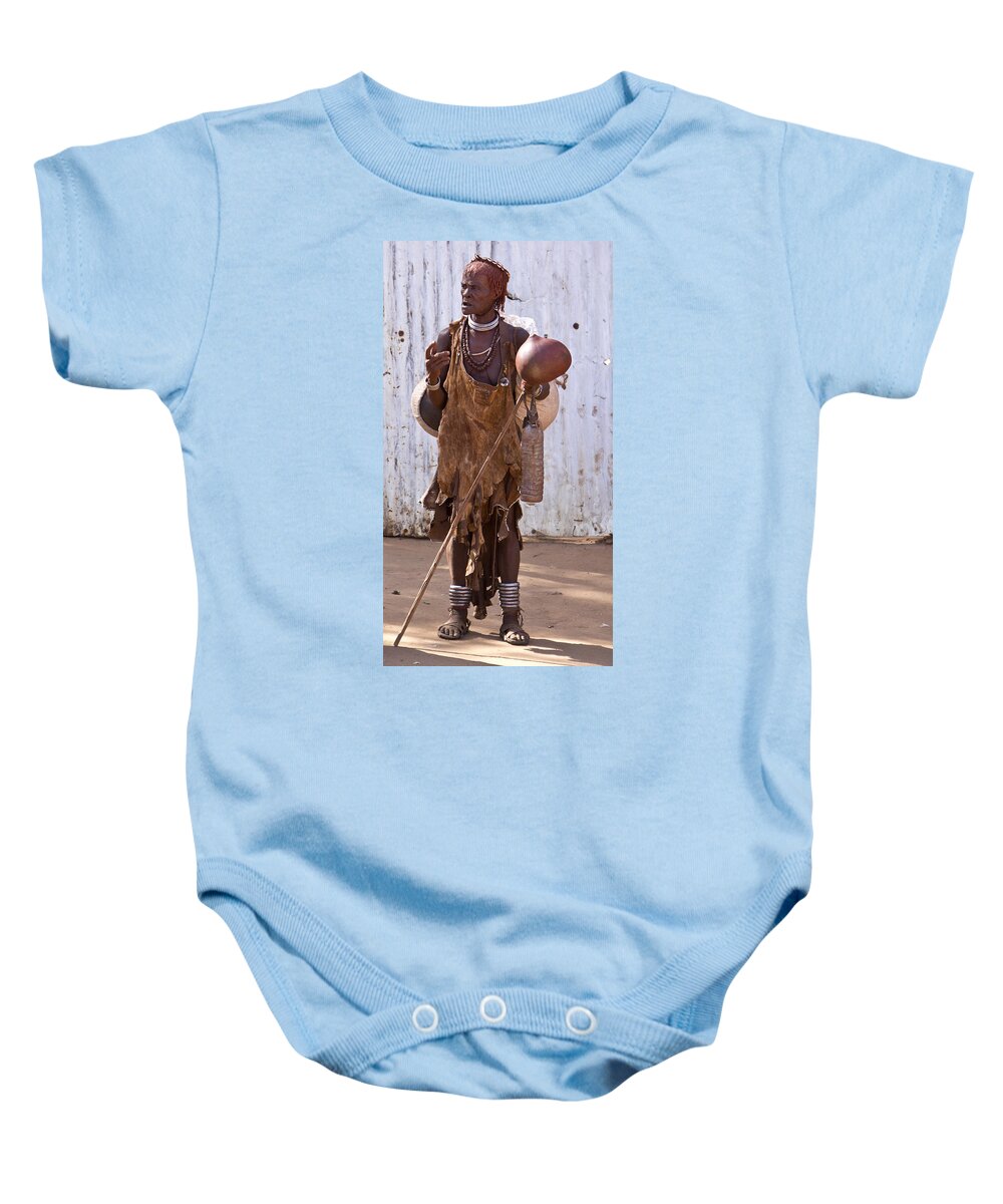 Africa Baby Onesie featuring the painting Ethiopia-South Market Detail A by Robert SORENSEN