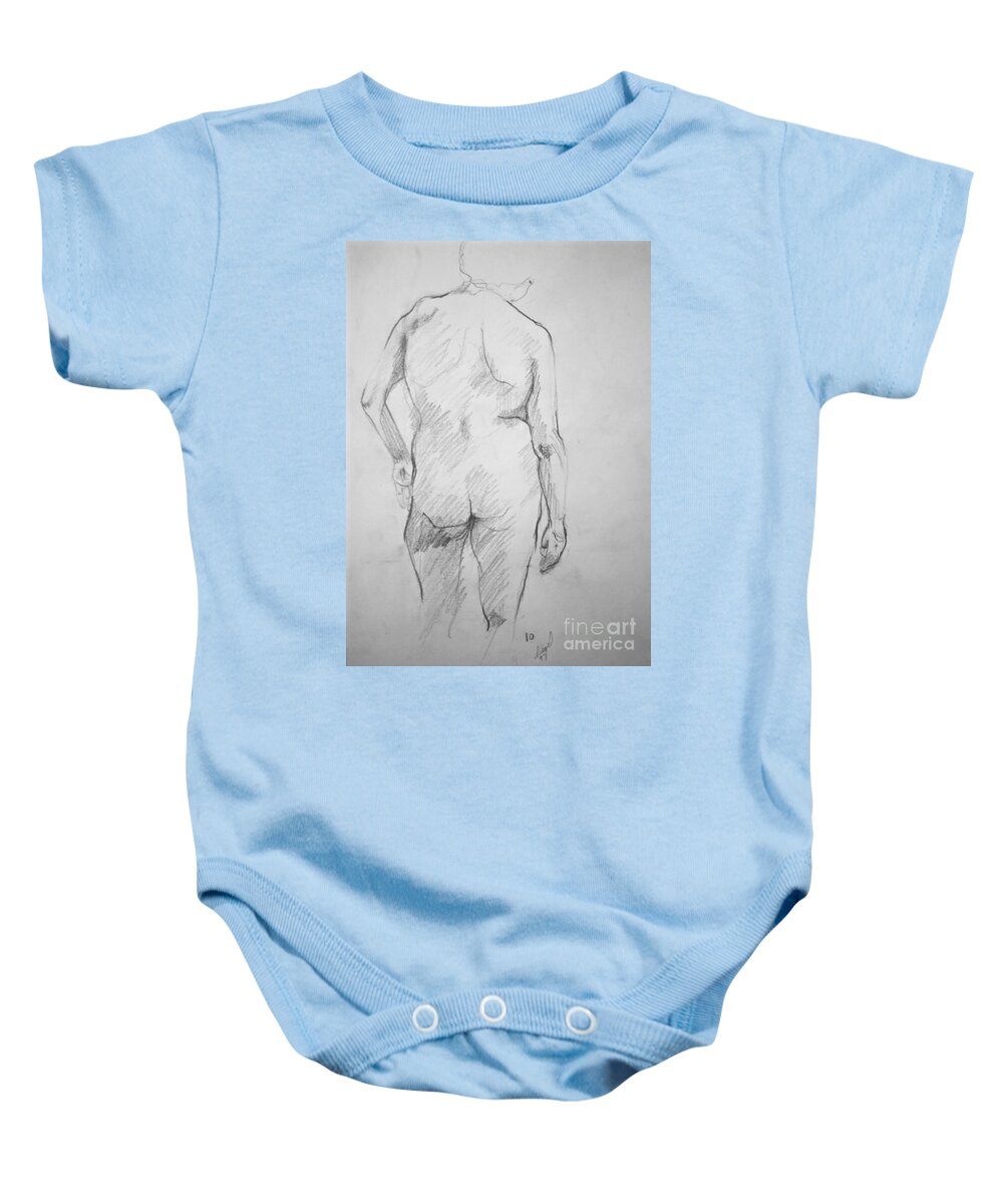 Woman Baby Onesie featuring the drawing Figure Study by Rory Siegel