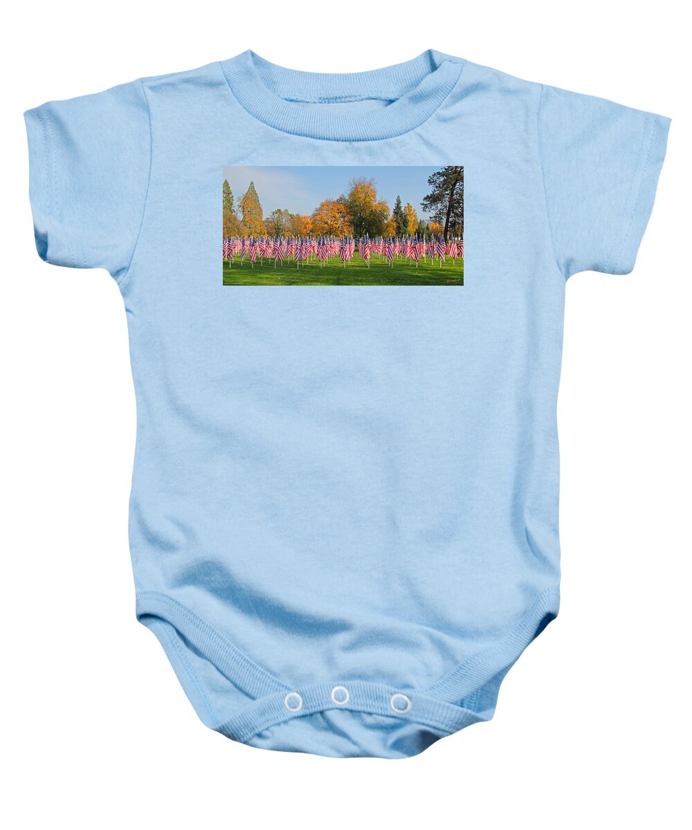American Baby Onesie featuring the photograph Flags of Honor by Mick Anderson
