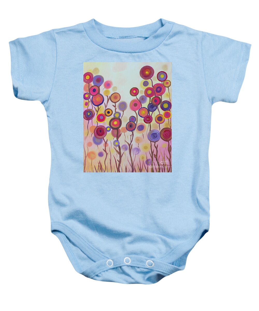 Floral Baby Onesie featuring the painting Floral Jewels by Stacey Zimmerman
